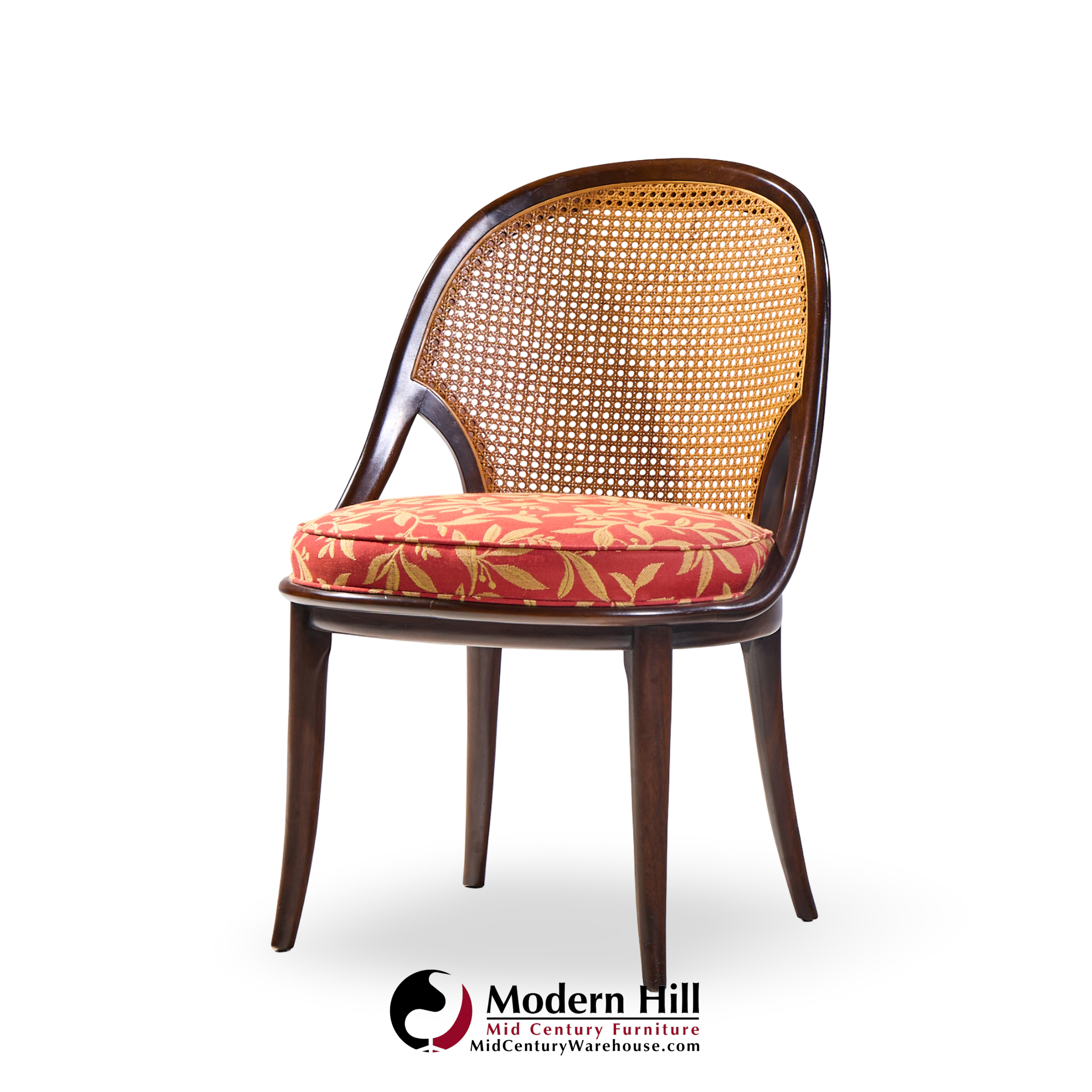 Widdicomb Mid Century Camel Back Cane and Mahogany Dining Chairs - Set of 6