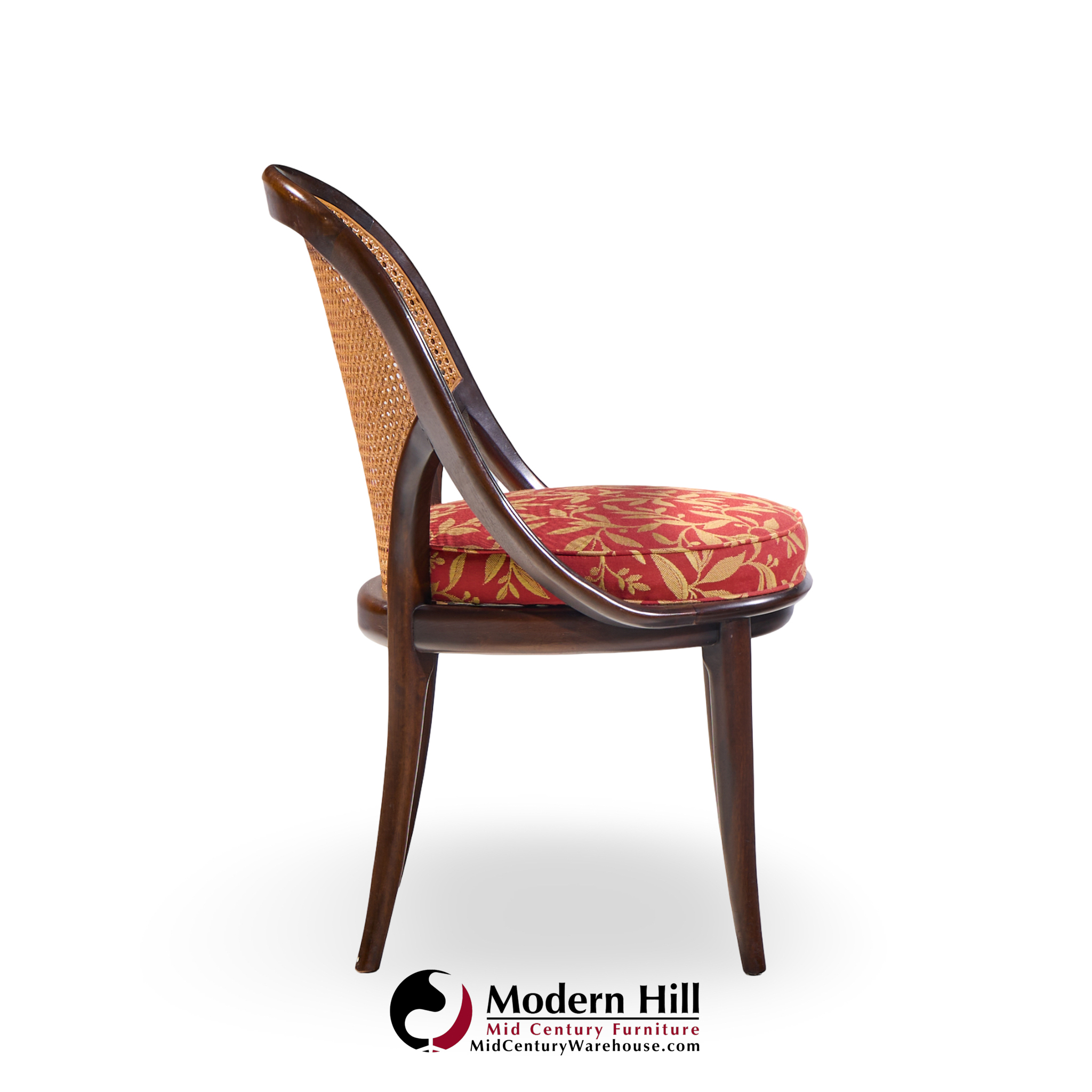 Widdicomb Mid Century Camel Back Cane and Mahogany Dining Chairs - Set of 6