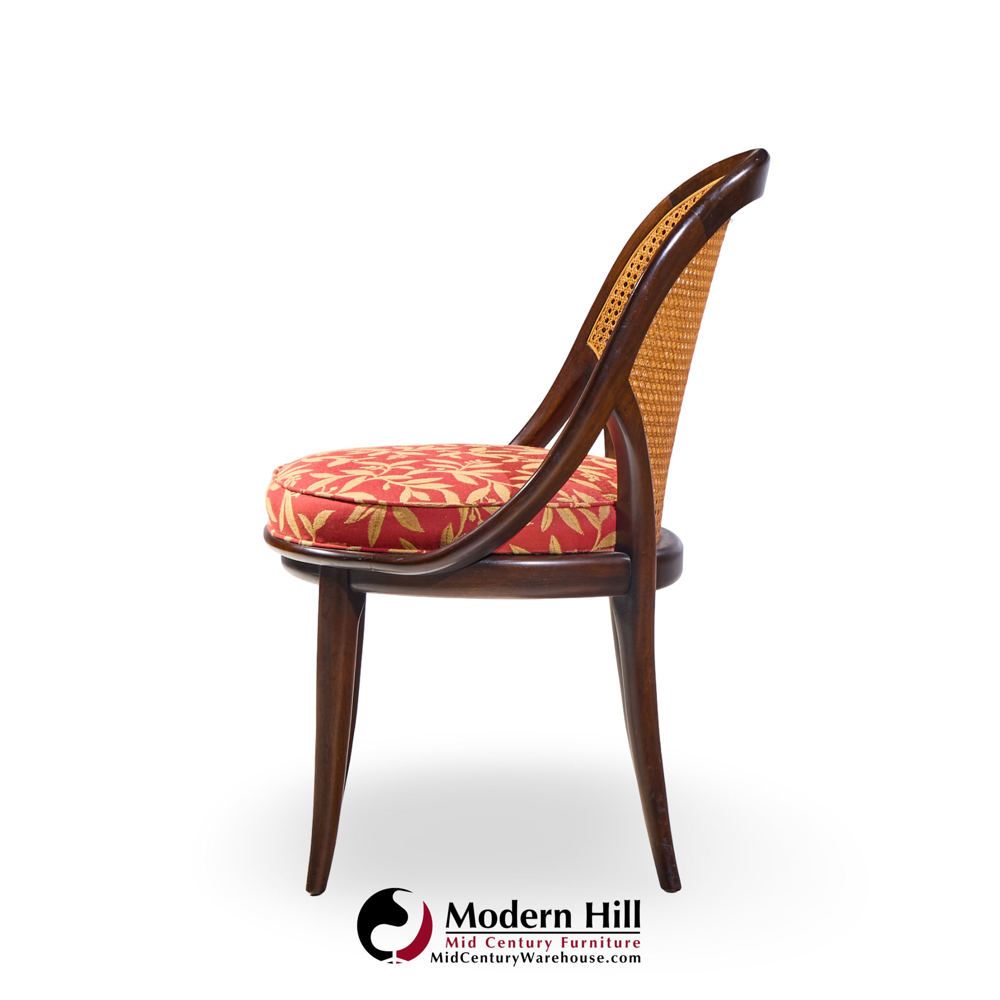 Widdicomb Mid Century Camel Back Cane and Mahogany Dining Chairs - Set of 6