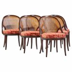 Widdicomb Mid Century Camel Back Cane and Mahogany Dining Chairs - Set of 6