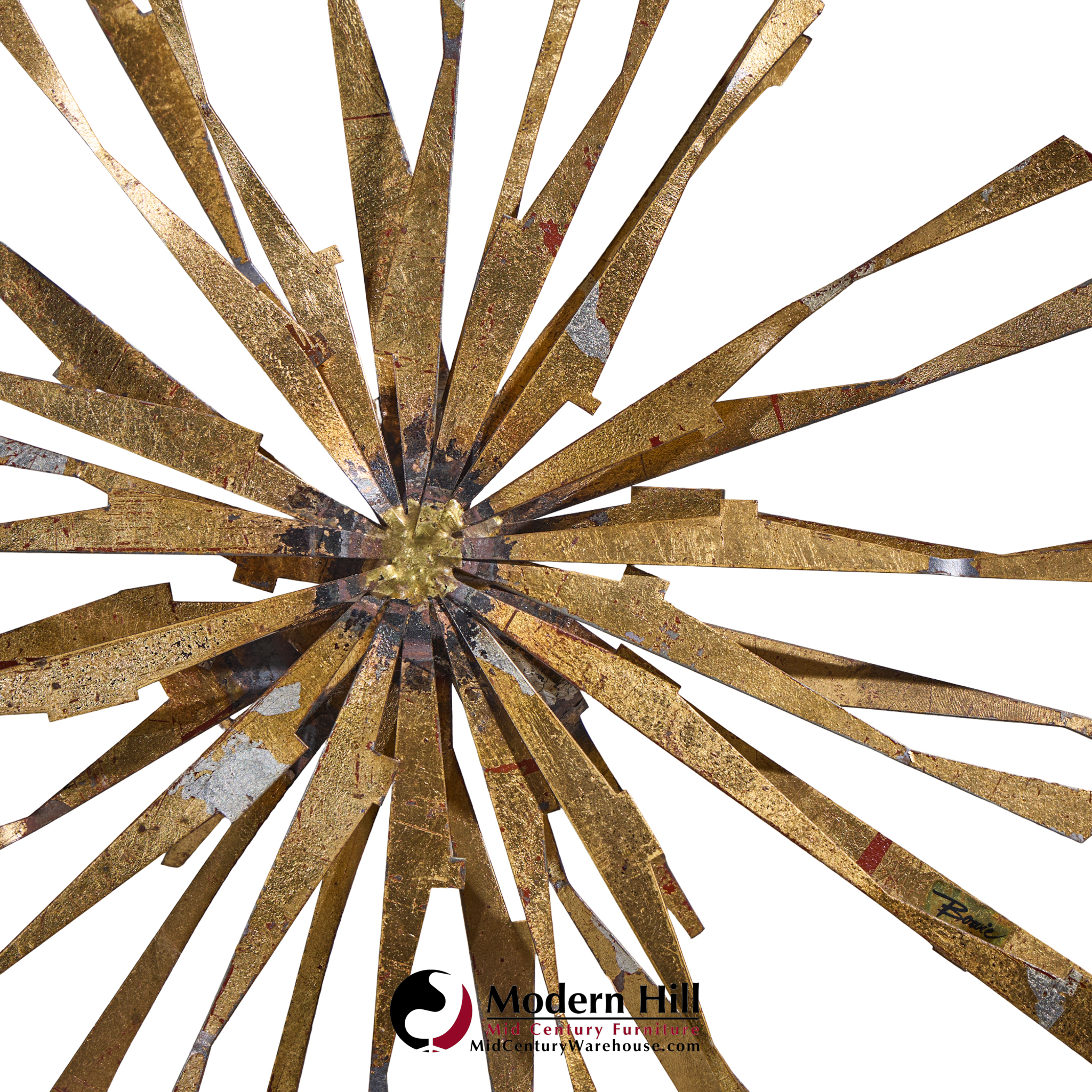 William Bowie Mid Century Abstract Brass Wall Sculpture