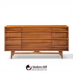 Young Manufacturing Mid Century Walnut Curved Front Credenza