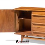 Young Manufacturing Mid Century Walnut Curved Front Credenza