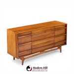 Young Manufacturing Mid Century Walnut Curved Front Credenza
