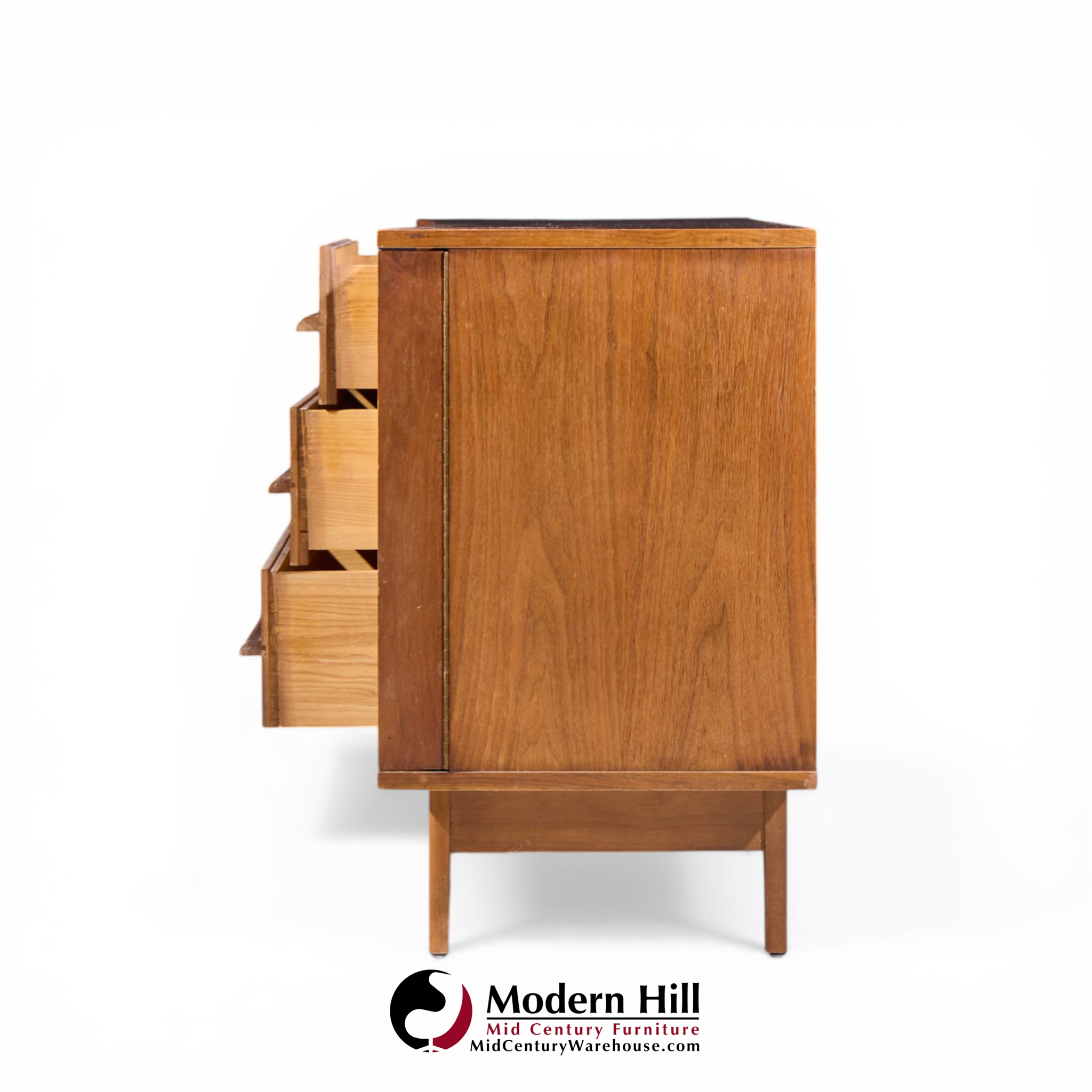 Young Manufacturing Mid Century Walnut Curved Front Credenza