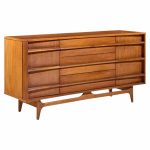 Young Manufacturing Mid Century Walnut Curved Front Credenza
