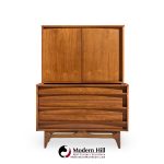 Young Manufacturing Mid Century Walnut Curved Highboy Dresser