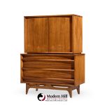 Young Manufacturing Mid Century Walnut Curved Highboy Dresser