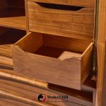 Young Manufacturing Mid Century Walnut Curved Highboy Dresser