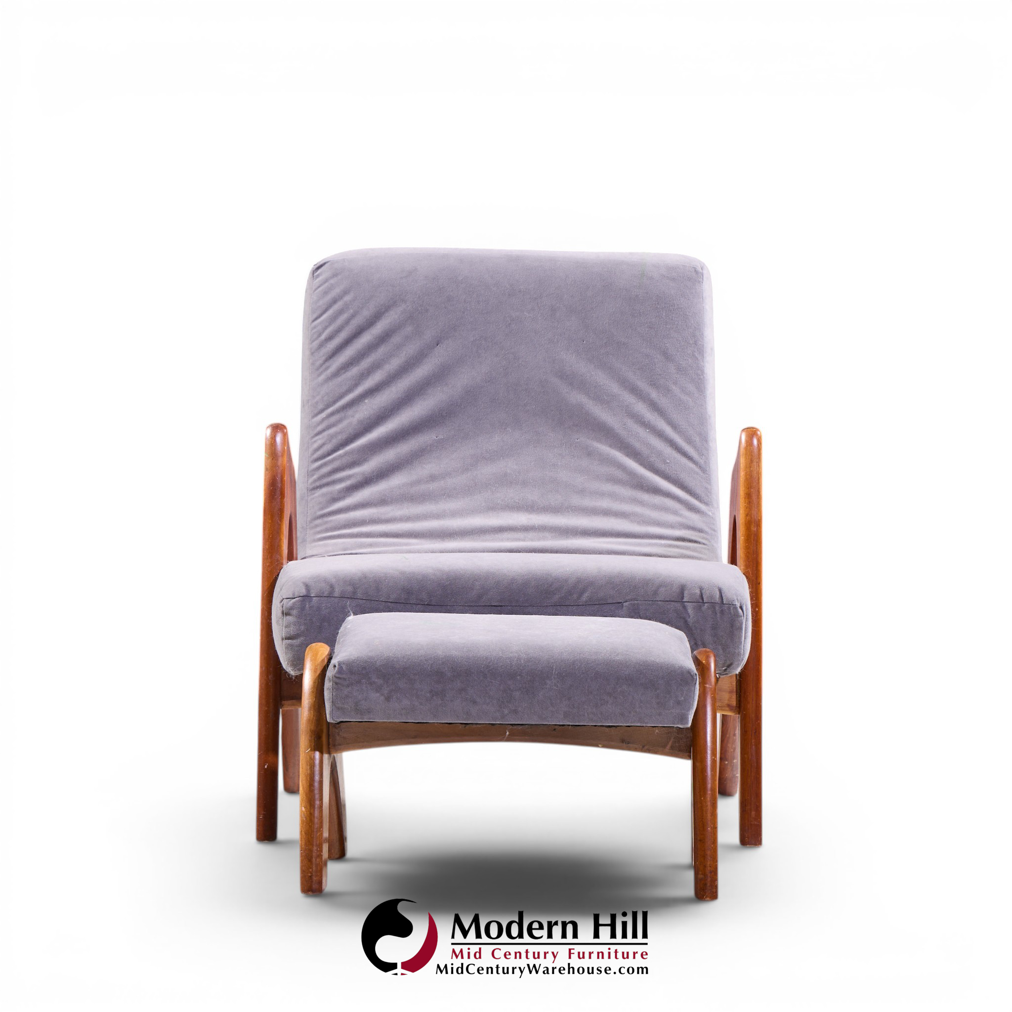 Adrian Pearsall for Craft Associates 705-cw Mid Century Walnut Lounge Chair with Ottoman