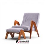 Adrian Pearsall for Craft Associates 705-cw Mid Century Walnut Lounge Chair with Ottoman