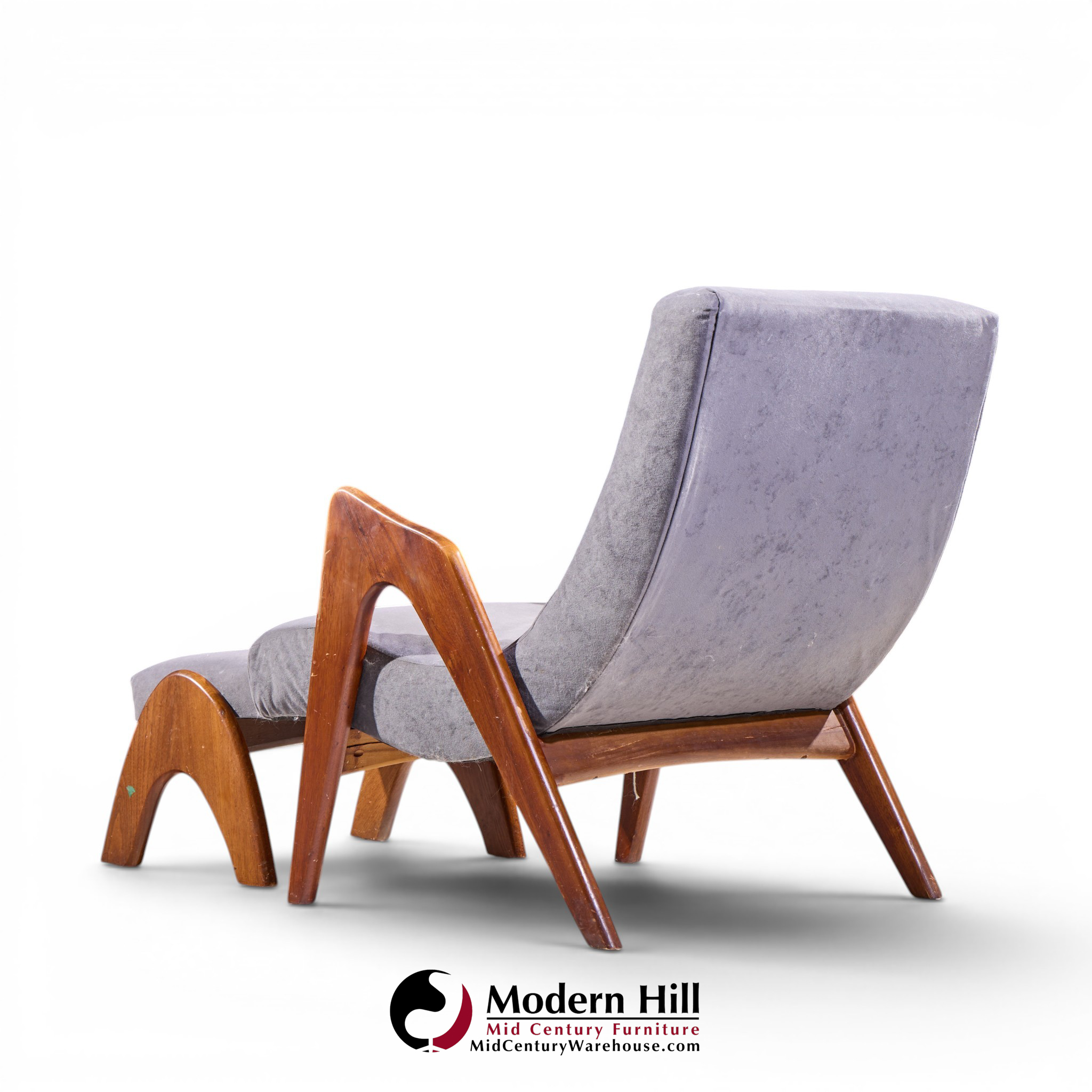 Adrian Pearsall for Craft Associates 705-cw Mid Century Walnut Lounge Chair with Ottoman