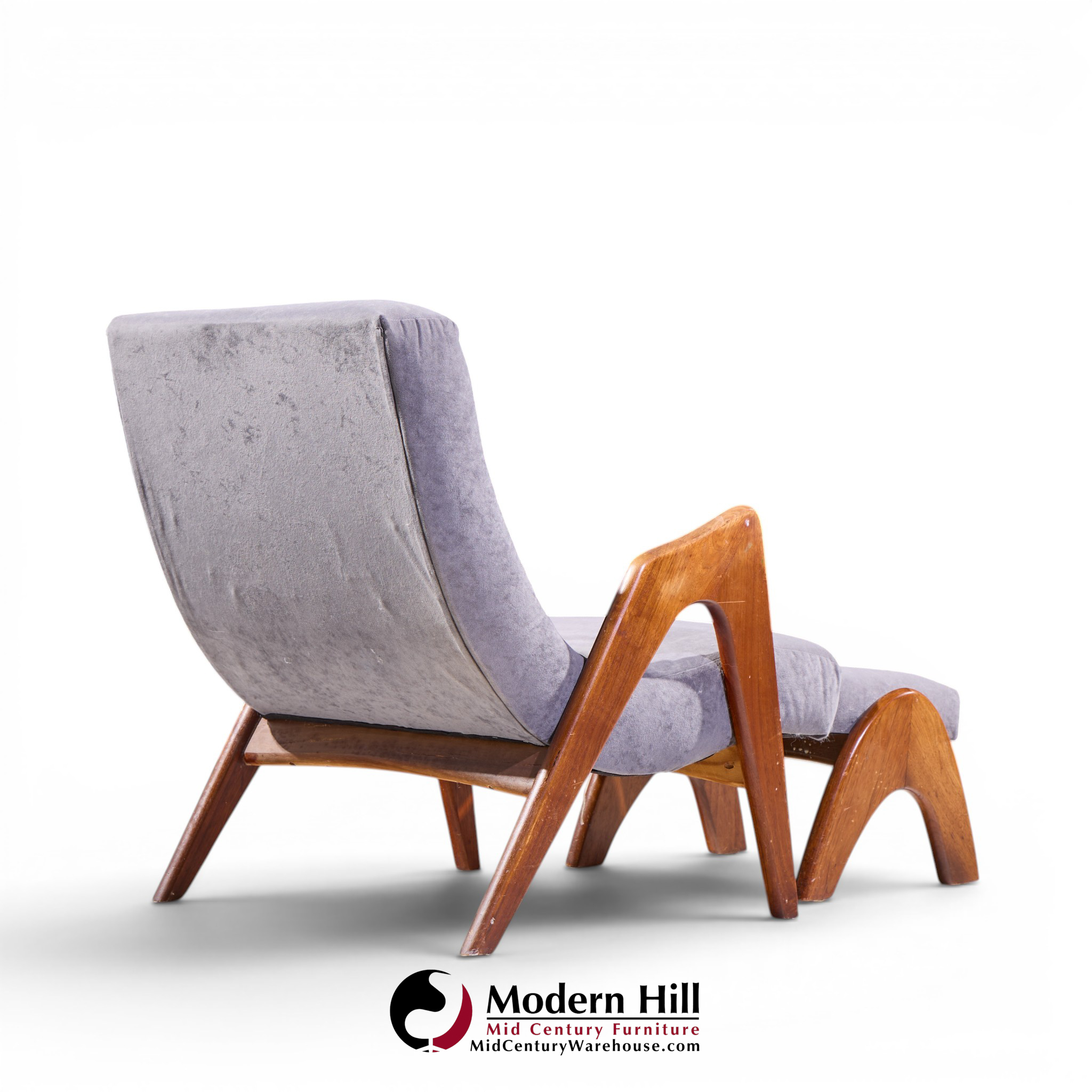 Adrian Pearsall for Craft Associates 705-cw Mid Century Walnut Lounge Chair with Ottoman