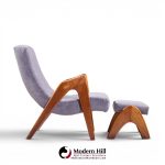 Adrian Pearsall for Craft Associates 705-cw Mid Century Walnut Lounge Chair with Ottoman