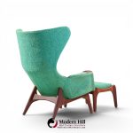 Adrian Pearsall for Craft Associates Mid Century Model 2231 Walnut Lounge Chairs - Pair with Ottomans
