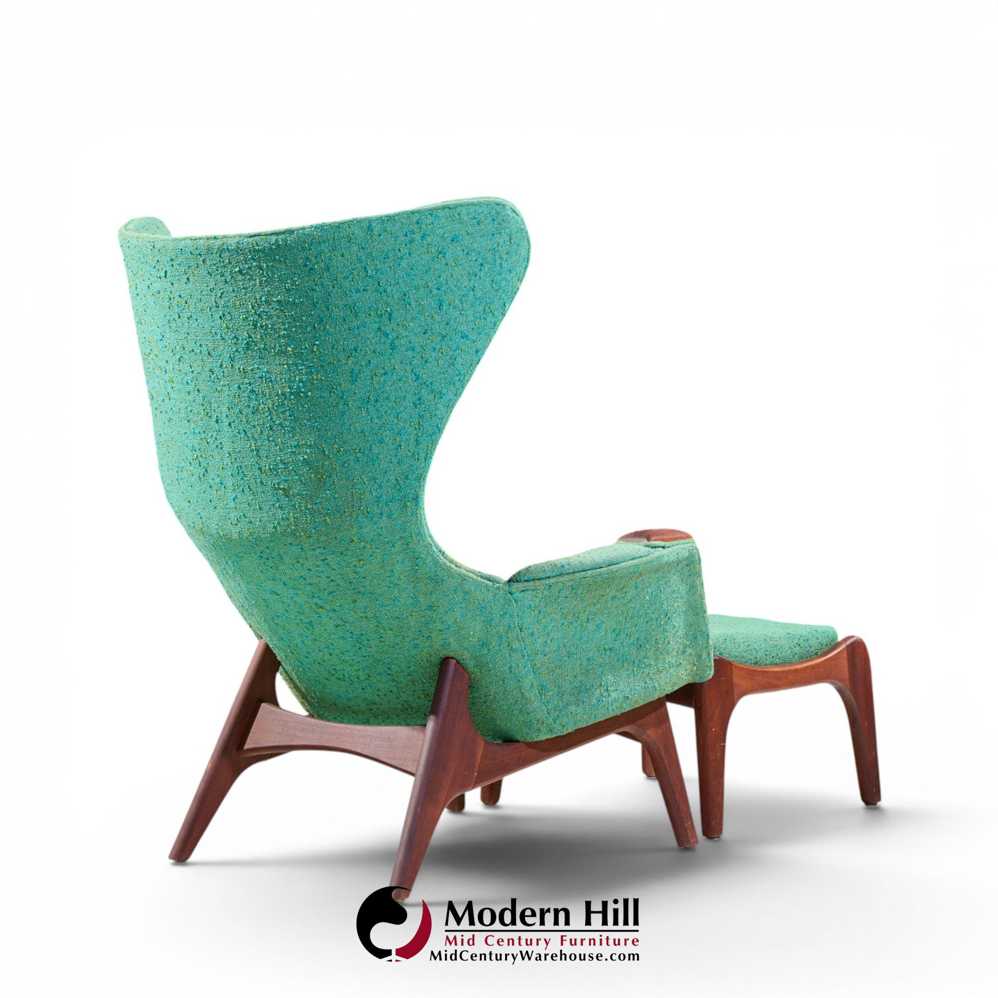 Adrian Pearsall for Craft Associates Mid Century Model 2231 Walnut Lounge Chairs - Pair with Ottomans