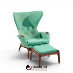 Adrian Pearsall for Craft Associates Mid Century Model 2231 Walnut Lounge Chairs - Pair with Ottomans