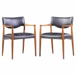 aksel bender madsen and ejner larsen mid century danish teak occasional lounge chairs - pair