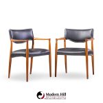 aksel bender madsen and ejner larsen mid century danish teak occasional lounge chairs - pair