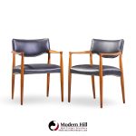 aksel bender madsen and ejner larsen mid century danish teak occasional lounge chairs - pair