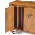 American of Martinsville Mid Century Walnut, Burlwood and Brass Credenza