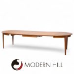 Arne Vodder Mid Century Danish Teak Expanding Round Dining Table with 3 Leaves | Mid Century Modern Furniture - Mid Century Furniture Chicago Arne Vodder Mid Century Danish Teak Expanding Round Dining Table with 3 Leaves