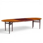 Arne Vodder for Sibast Mid Century Danish Rosewood Expanding Oval Dining Table with 2 Leaves