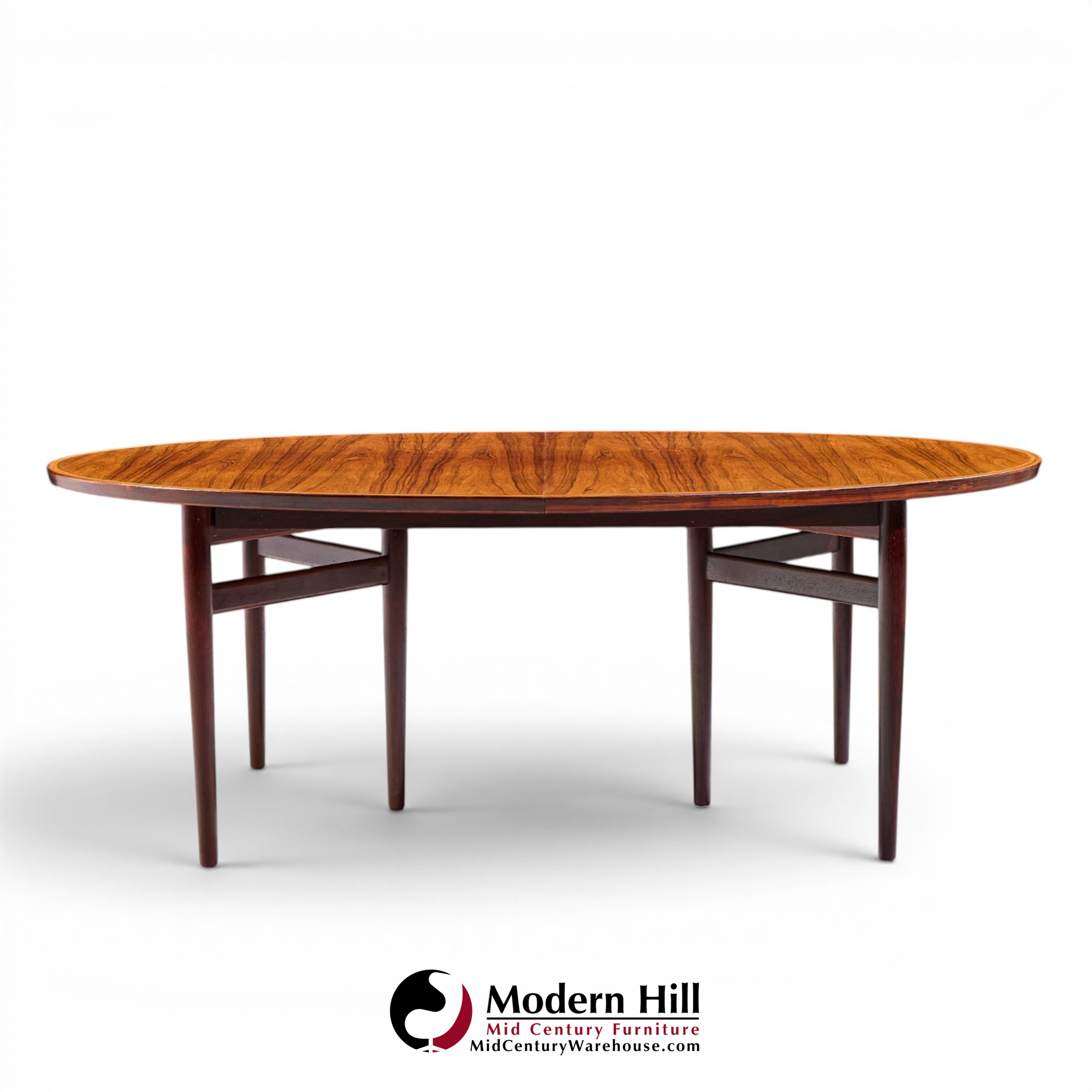 Arne Vodder for Sibast Mid Century Danish Rosewood Expanding Oval Dining Table with 2 Leaves