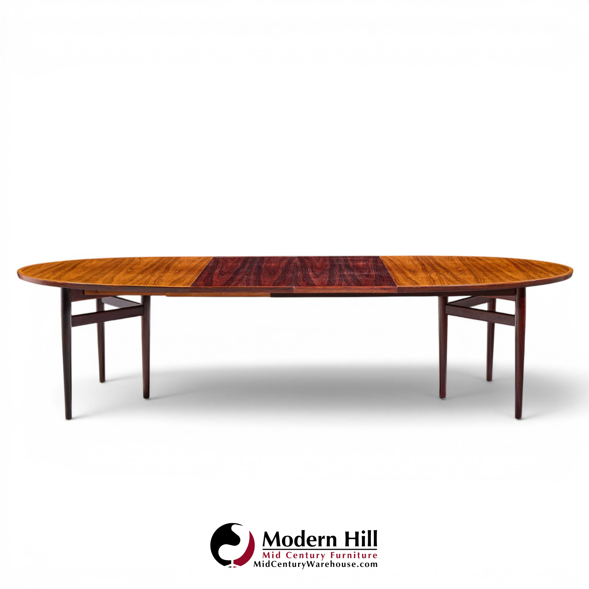 Arne Vodder for Sibast Mid Century Danish Rosewood Expanding Oval Dining Table with 2 Leaves