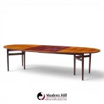 Arne Vodder for Sibast Mid Century Danish Rosewood Expanding Oval Dining Table with 2 Leaves