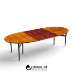 Arne Vodder for Sibast Mid Century Danish Rosewood Expanding Oval Dining Table with 2 Leaves