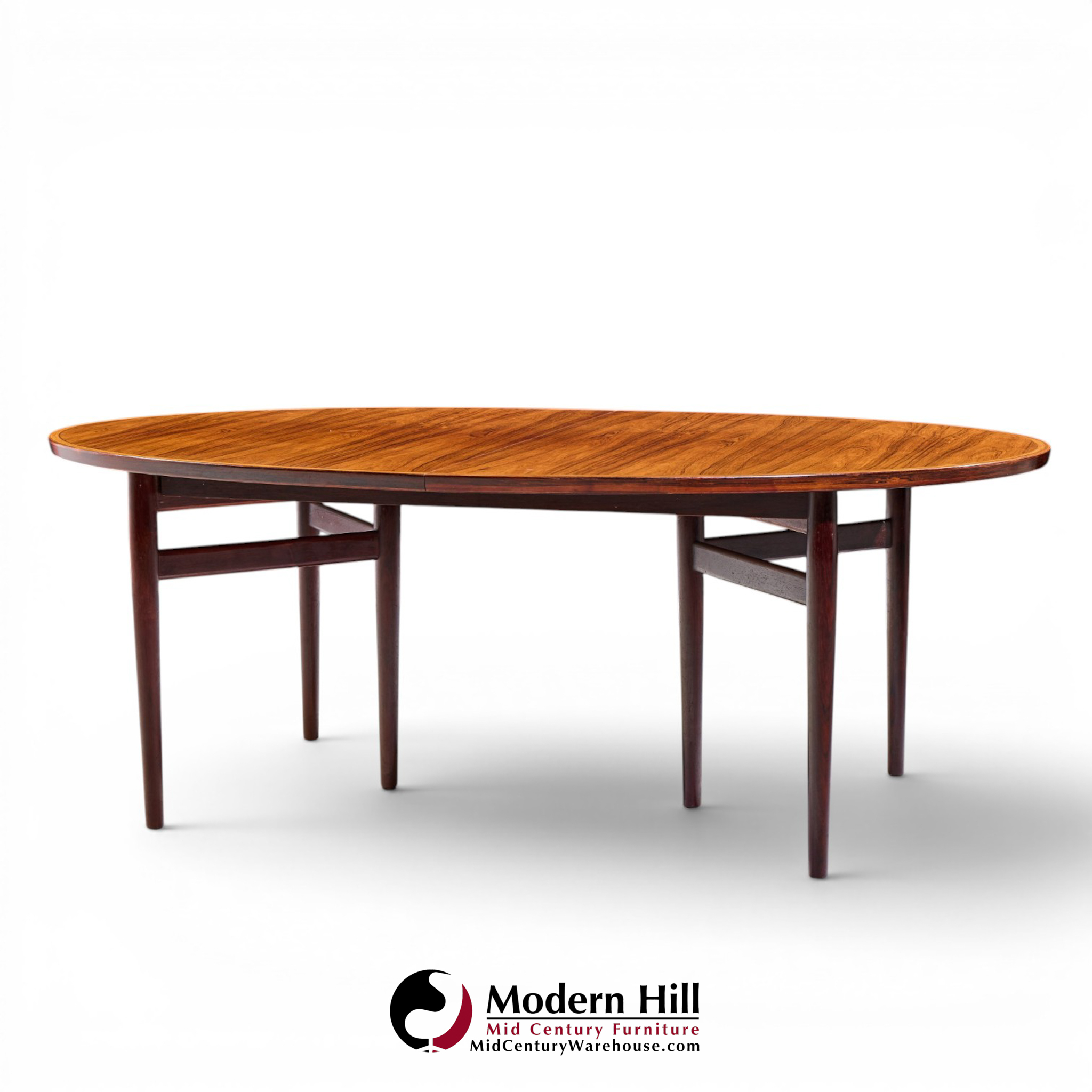 Arne Vodder for Sibast Mid Century Danish Rosewood Expanding Oval Dining Table with 2 Leaves