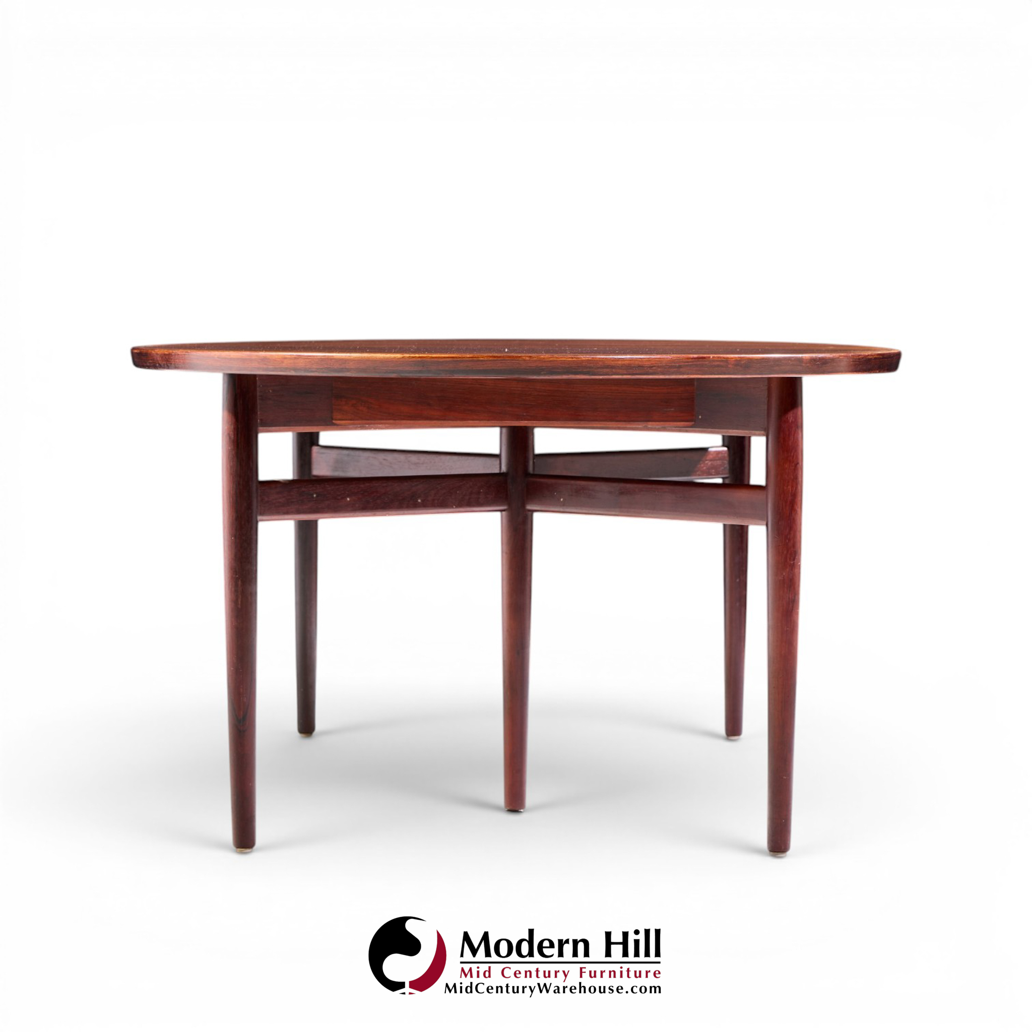 Arne Vodder for Sibast Mid Century Danish Rosewood Expanding Oval Dining Table with 2 Leaves