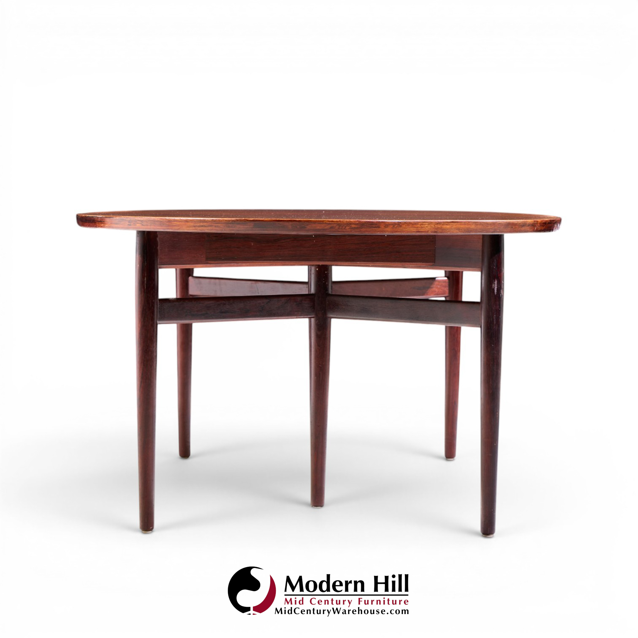Arne Vodder for Sibast Mid Century Danish Rosewood Expanding Oval Dining Table with 2 Leaves