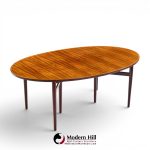Arne Vodder for Sibast Mid Century Danish Rosewood Expanding Oval Dining Table with 2 Leaves