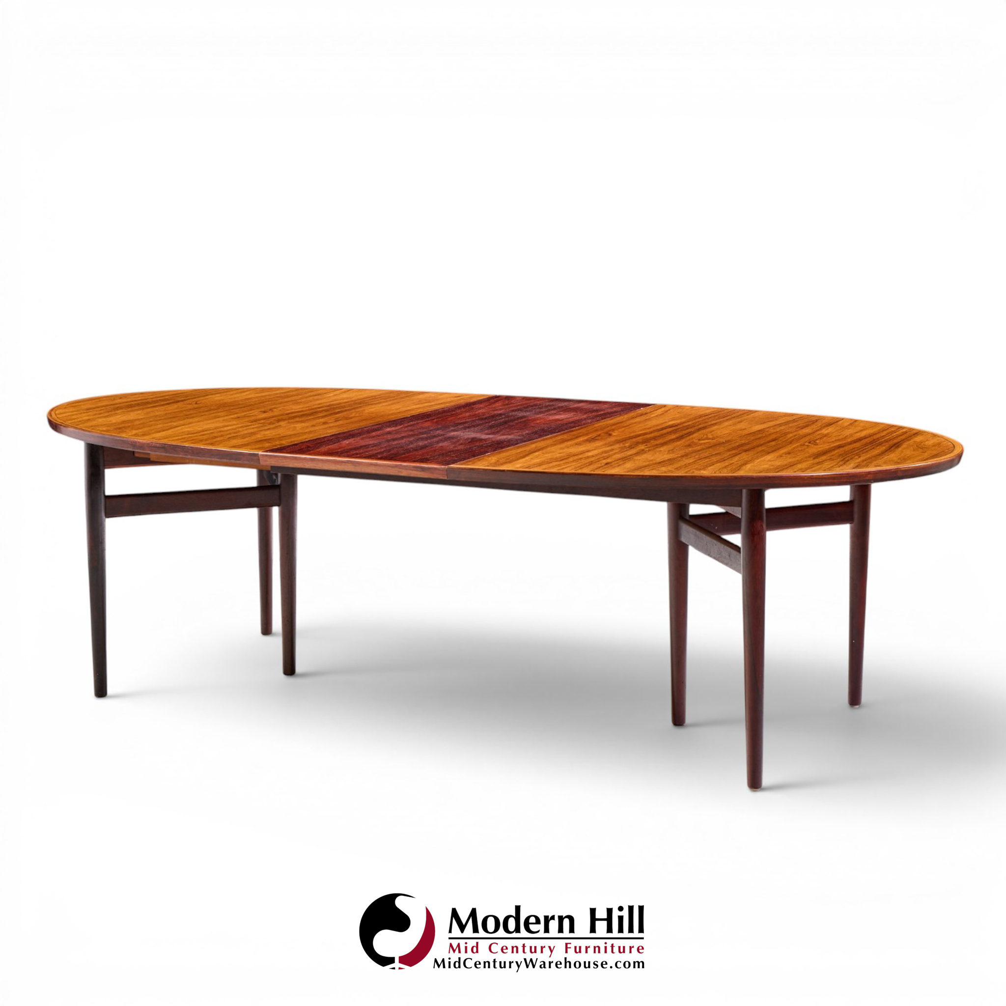 Arne Vodder for Sibast Mid Century Danish Rosewood Expanding Oval Dining Table with 2 Leaves