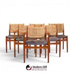 arne vodder for sibast model 51 mid century danish teak and cane dining chairs - set of 6