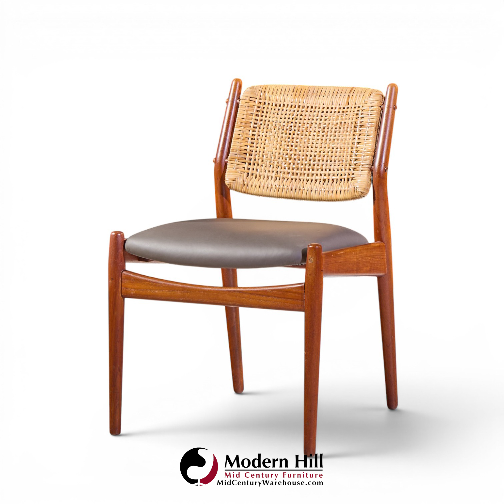 arne vodder for sibast model 51 mid century danish teak and cane dining chairs - set of 6