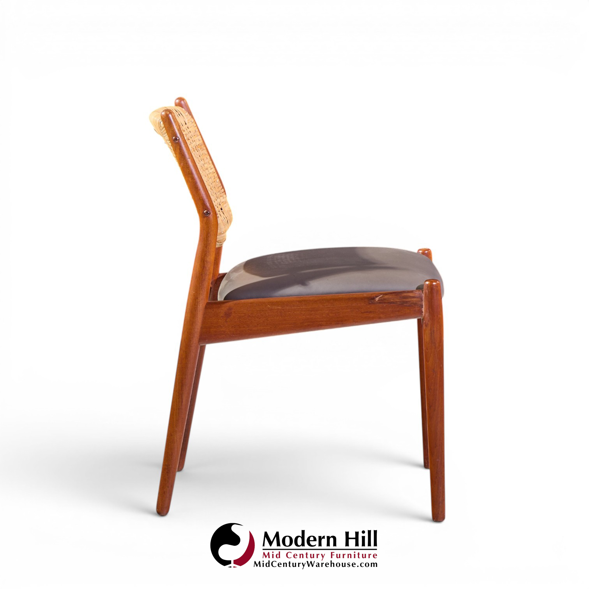 arne vodder for sibast model 51 mid century danish teak and cane dining chairs - set of 6