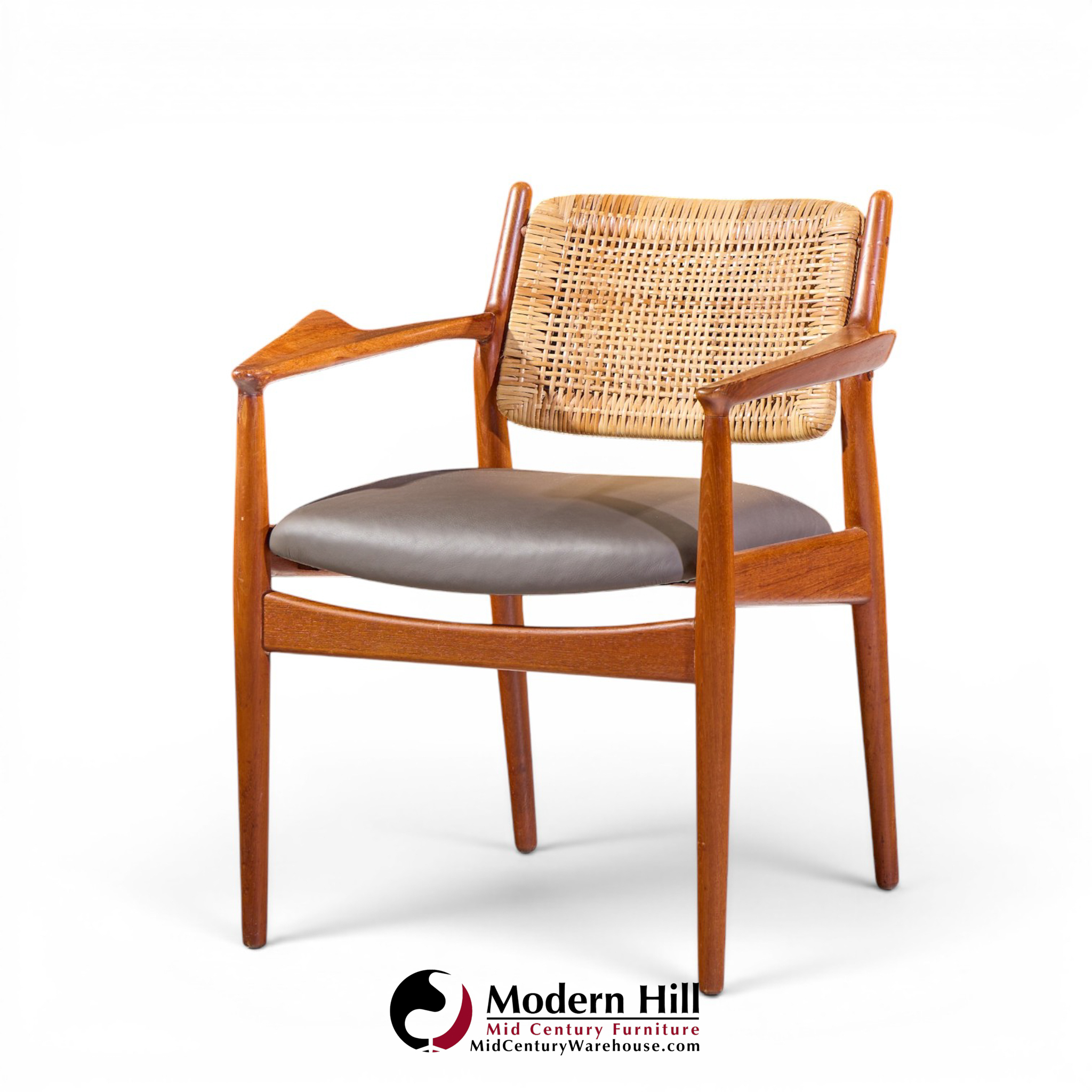 arne vodder for sibast model 51 mid century danish teak and cane dining chairs - set of 6