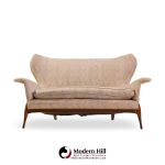 Ben Seibel Mid Century Walnut Gala Settee Sofa