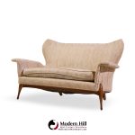 Ben Seibel Mid Century Walnut Gala Settee Sofa