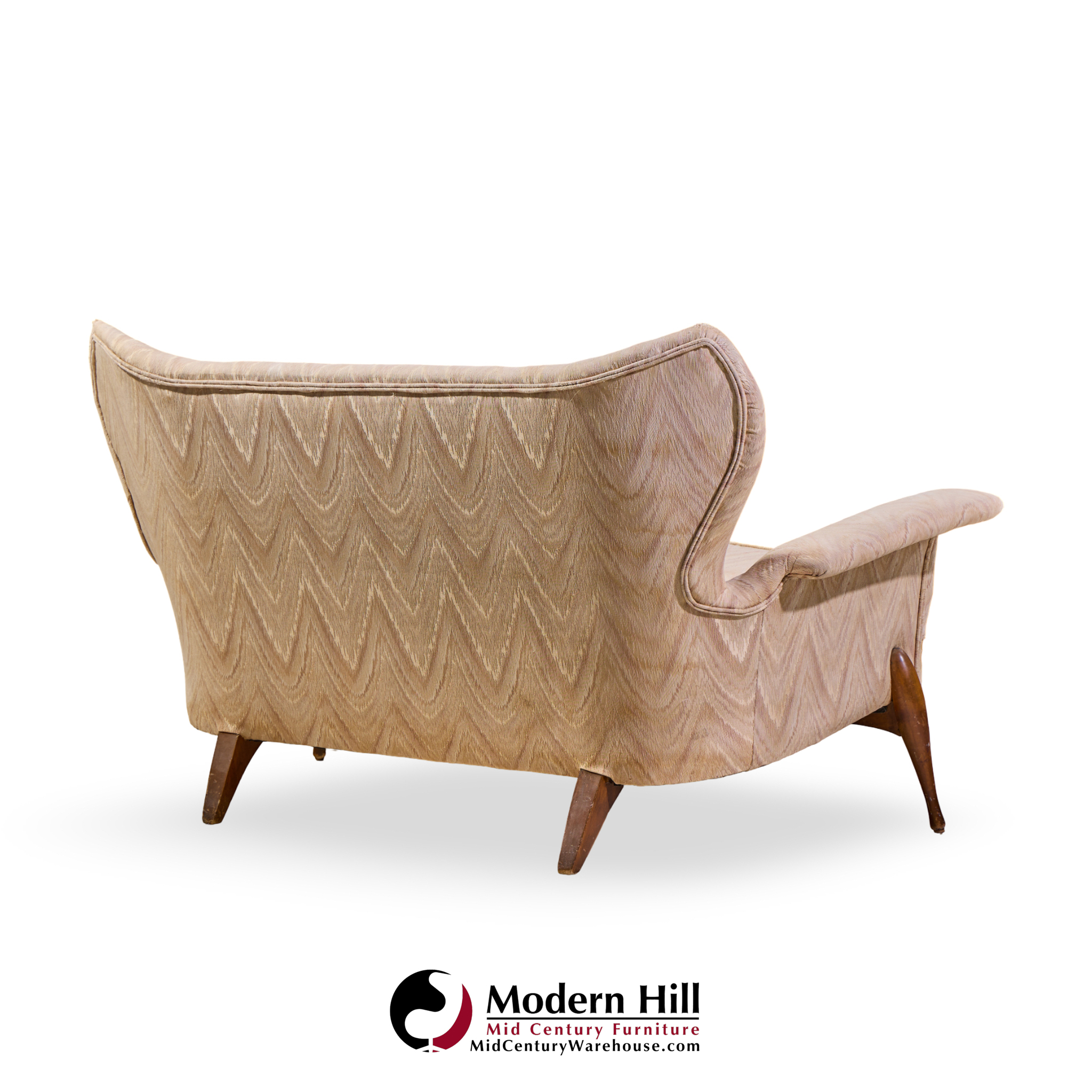 Ben Seibel Mid Century Walnut Gala Settee Sofa