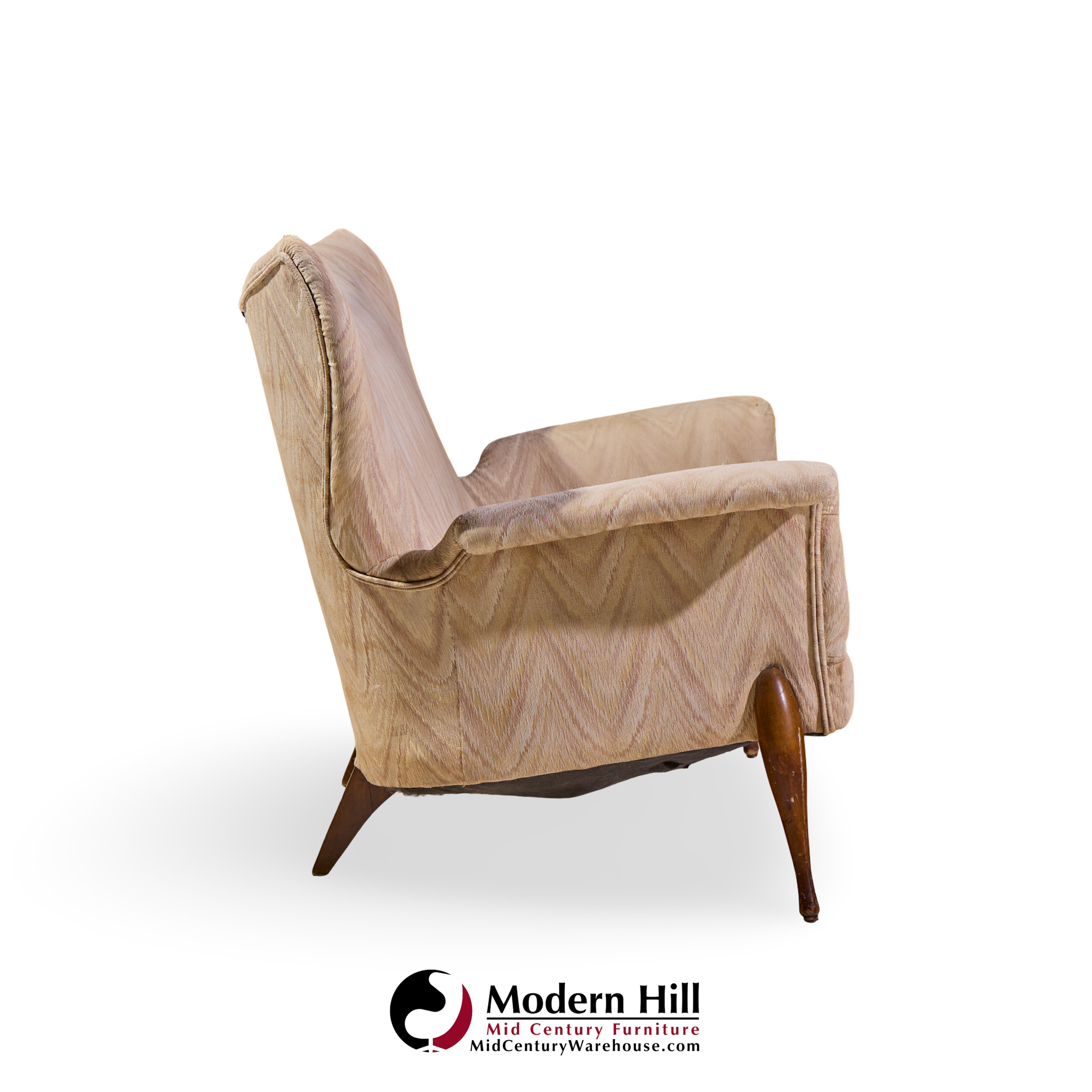 Ben Seibel Mid Century Walnut Gala Settee Sofa