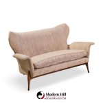 Ben Seibel Mid Century Walnut Gala Settee Sofa
