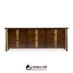 Bernhard Rohne for Mastercraft Mid Century Burlwood and Brass Lowboy Dresser