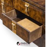 Bernhard Rohne for Mastercraft Mid Century Burlwood and Brass Lowboy Dresser