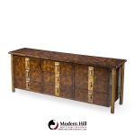 Bernhard Rohne for Mastercraft Mid Century Burlwood and Brass Lowboy Dresser