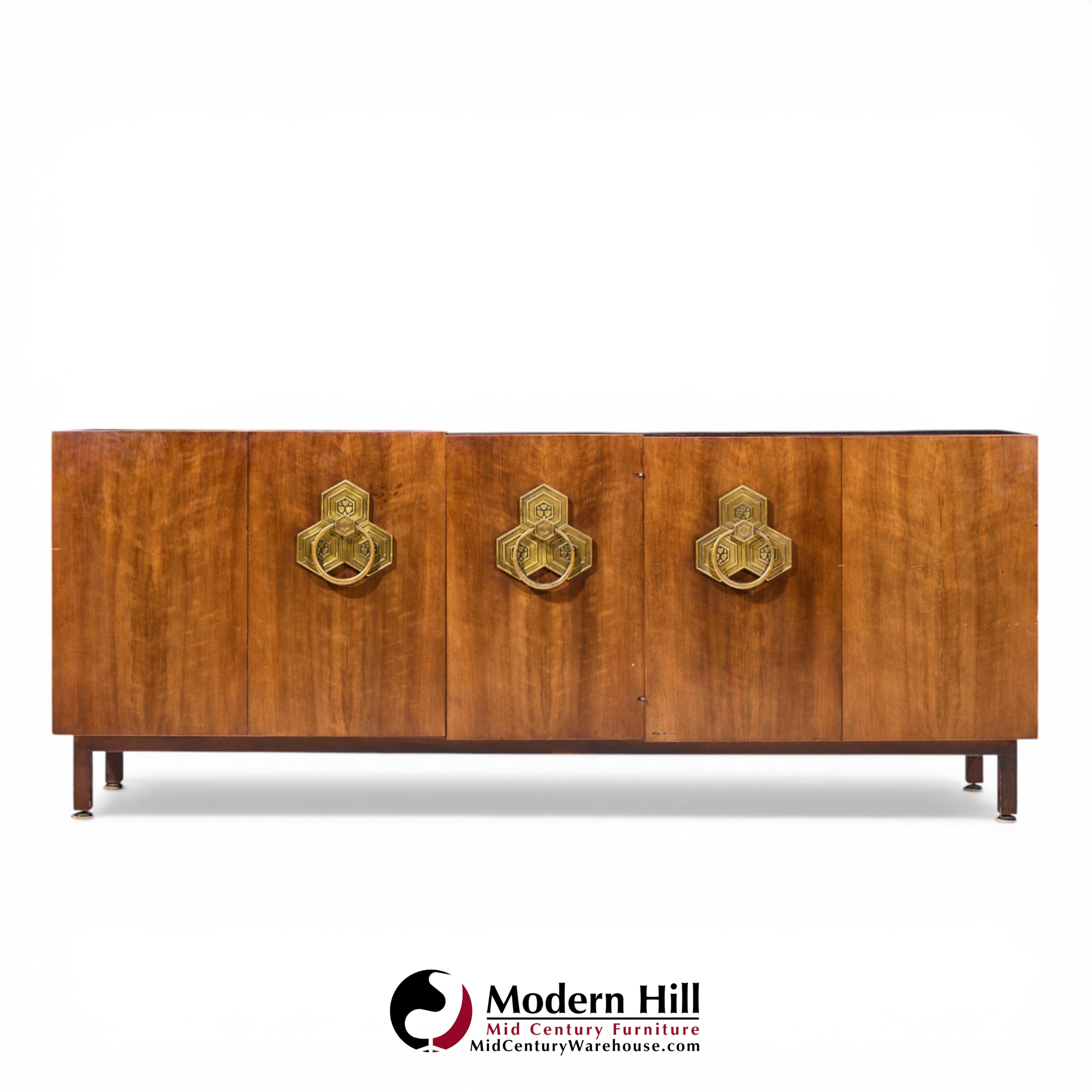 Bert England for the John Widdicomb Orientation Group Mid Century Walnut and Brass Credenza