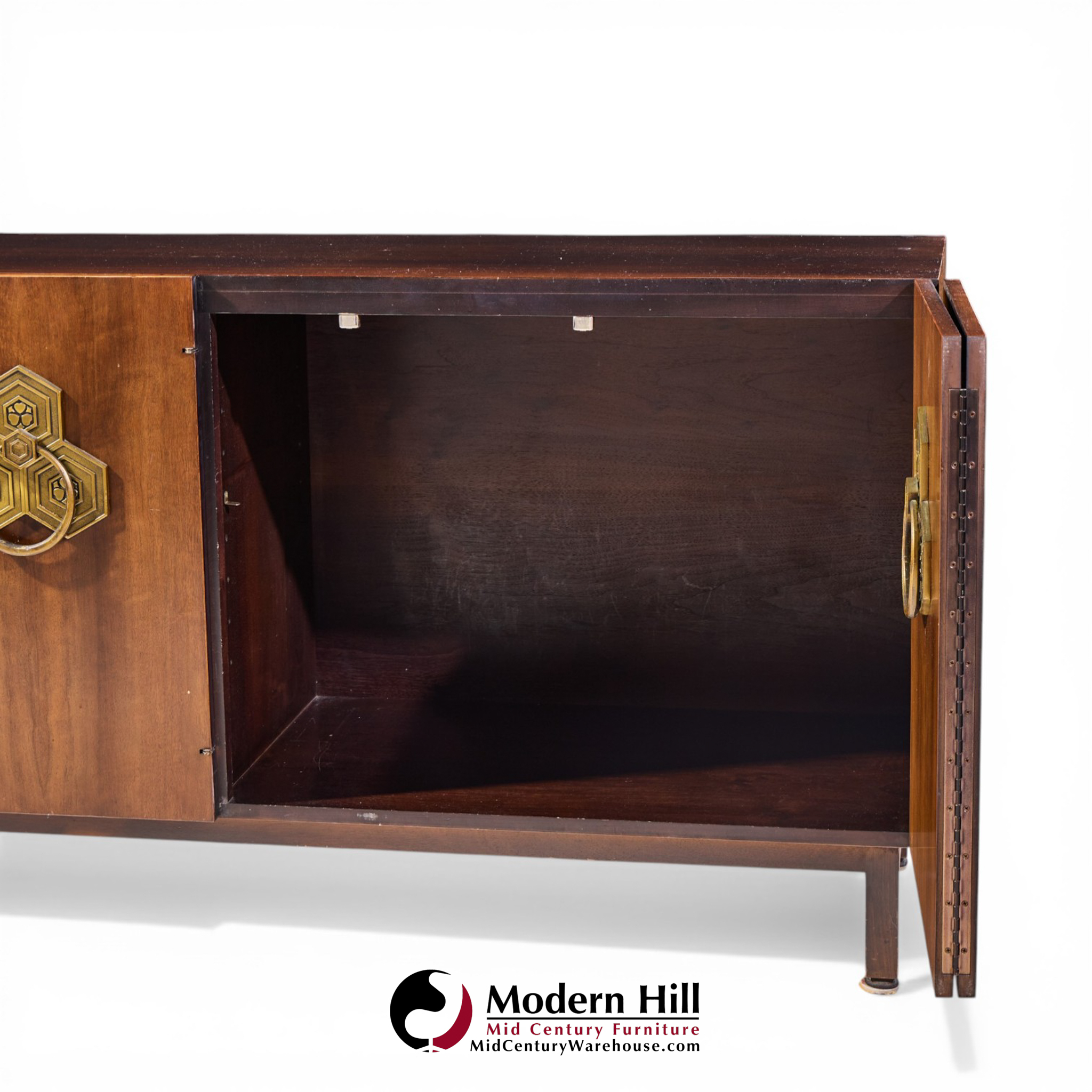 Bert England for the John Widdicomb Orientation Group Mid Century Walnut and Brass Credenza